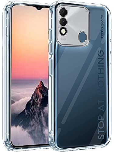 Image of Jkobi Back Cover for Tecno Spark 8 (Silicone Clear Shockproof Case with Camera Protection | Soft and Flexible | Transparent)