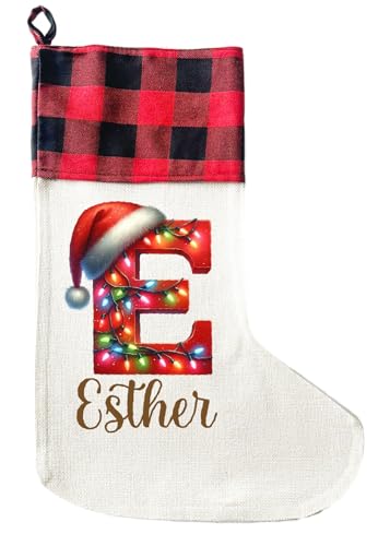LIEBTASTISCH Chaussettes de Noël personnalisées - 40 cm x 30 cm - Chaussettes de Noël pour la Saint-Nicolas ou Noël - À remplir - Sac cadeau - Botte de Père Noël à suspendre, Lettre 2, M