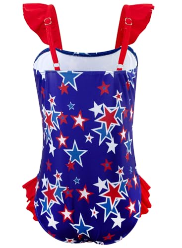 Image of DAXIANG Girls One Piece Ruffle Strap Swimsuit Quick Dry Mermaid Swimwear Beach Sport Bathing Suit for Toddler Kids 4-11 Years