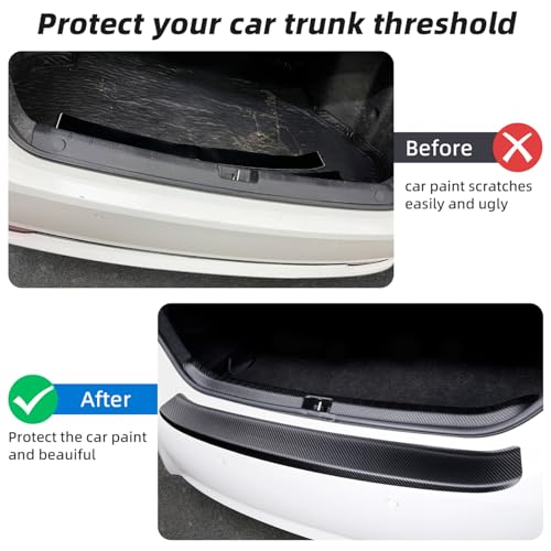 Image of Rear Bumper Protector for SUV /Truck, 35.4 inchx2.7 inchUniversal Matte Black Guard - Carbon Fiber Textured Anti-Scratch, High-Adhesion Easy Install Trunk Lip Cover