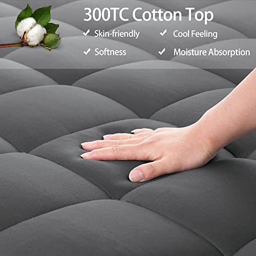 Easeland Queen Size Mattress Pad Pillow Cover Quilted Fitted Mattress Protector Cotton Top 8-21" Deep Pocket Cooling Mattress Topper (60X80 Inches, Dark Grey) #TOP3