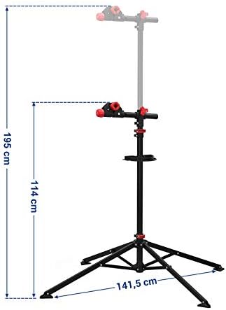 SONGMICS Heavy Duty Bike Mount Stand Professional Telescopic Bike Bicycle Mount Stand with Magnetic Tool Tray, Workshop, Garage, Portable, Black/Red SBR02B