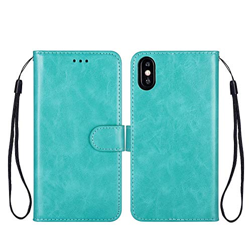 Classic Series 手帳ケースApple iPhone X/Xs/iPhone 10 Edition 用 手帳型 ケース  マグネット式 ストラップ付き スタンド機能 スマホケース 横開き PU革 カード入れ 財布型 カバー アップル あいふぉん X iphoneX iPhonexs 典雅 薄緑