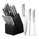 Knife Set, 16 PCS German High Carbon Stainless Steel Professional Chef's Kitchen Knives, Super Sharp Kitchen Knife Set with Oak Knife Holder