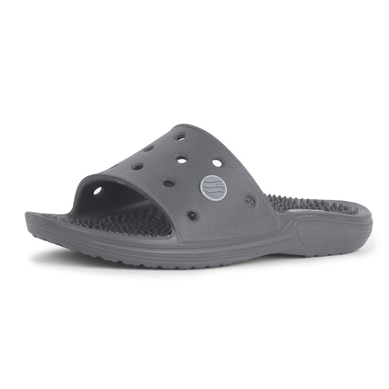 Image of ACTION Men's Acupressure EVA Slide Slippers | Lightweight | Massage Footbed | Anti-Skid Sole | Waterproof | Quick Dry | Indoor & Outdoor Comfort Slides