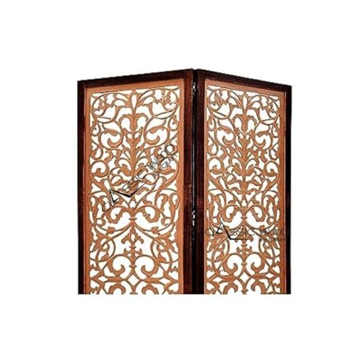 Image of Classic Wood and Craft Wooden Room Divider Partition for Living Room, Privacy Partition, Partition Wall, Divider for Makeup Studio /Office (4 Panels - Full Intricated Frame)