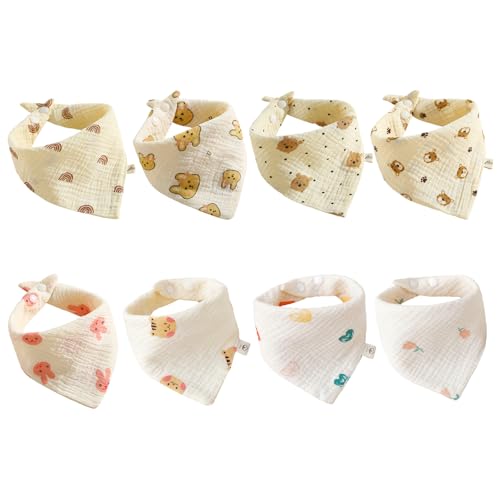 GUTERTOP 8 Stücke Musselin Halstuch Baby, Absorbierende Dreieckstuch Baby,...
