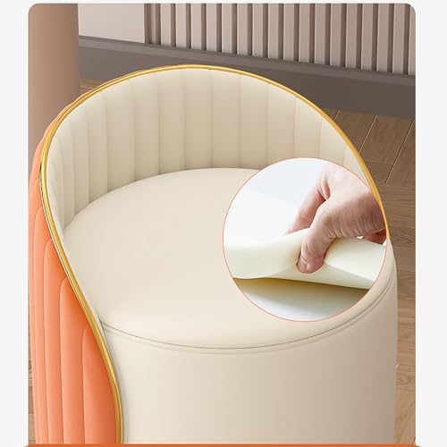 Chaises de coiffeuse rotatives multifonctions avec ottoman rond moderne doux - 6