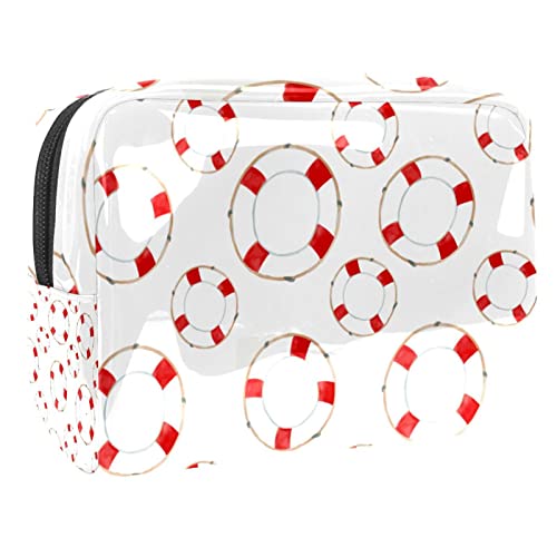 Red Lifebuoy Cosmetic Bag for Women, Travel Toiletries Bags Large PVC Makeup Handy Pouch Organiser with Zipper