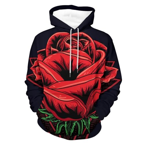 Hoodie Fleurs Rouges UMENG Sweat à Capuche Unisexe S