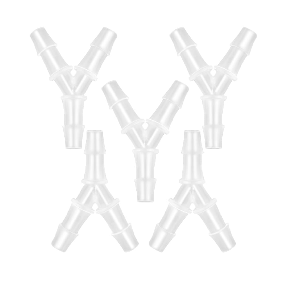 JoyTube Plastic Barb Equal Y Tee 3/8" hose ID Polypropylene pipe connectors Plastic Joint Splicer Mender Adapter Union Boat Water Air Aquarium O2 Fuel (pack of 5)