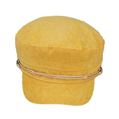 Jewelry-Box Women Ladies Hat Corduroy Captain's Breton Cap Beatles Lennon Newsboy Cadet Black, Yellow, One Size #TOP2