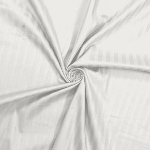 Image of Divine Casa 100% Cotton 210 TC King Size Bedsheet Italian Stripe | Soft Lightweight Breathable Bed Sheet with 2 Pillow Covers | Premium Design Bedding for Bedroom | 275 x 275 cm (Cream, Striped)