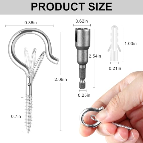 Image of FSAH 12 PCS Q-Hanger Hooks with Safety Buckle, Windproof Screw Hooks
