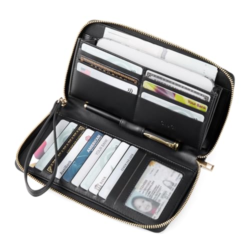 Image of CLUCI Women Wallet Large PU Leather Wristlet Purse for Women RFID Blocking Zip Around Card Holder Ladies Travel Clutch | RFID
