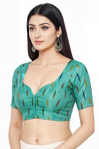 Image of Cotton Pochampally ikat unstitched blouse, Kurthi, long frock fabric material for women (1 meter, 2 meters & 3 meters)