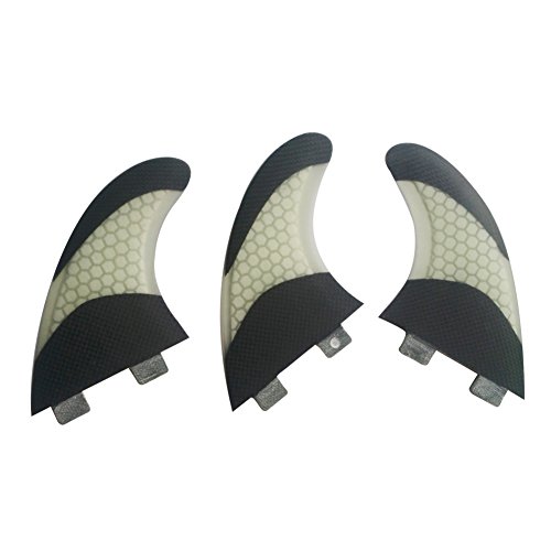 UPSURF Tabla de Surf FCS Base Aletas Fibra de Vidrio Para Surfear Tablero Aletas Thruster Set Panal de Carbono (White G5)