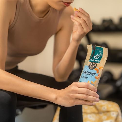 Image of IChoose Unsalted Cashews Individual Snack Packs (5 Count) - No Salt Added Whole Roasted Cashews, Cashews Individual Packs, Plant-Based Protein, Heart-Healthy Gluten-Free Nuts, 2 oz Each
