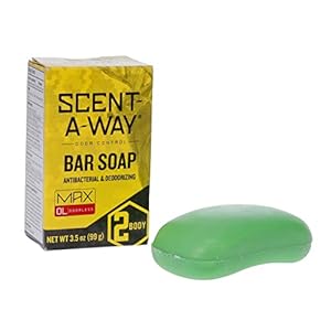 Hunters Specialties Scent-A-Way MAX Bar Body Soap – Hunting Odorless Green Soap Scent Eliminator for Hunters, Trappers, Anglers, and Campers – 3.5 Oz Bar