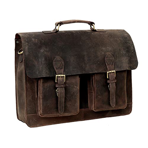 image for C CUERO 18 Inch Leather briefcases Laptop Messenger Bags for Men and W