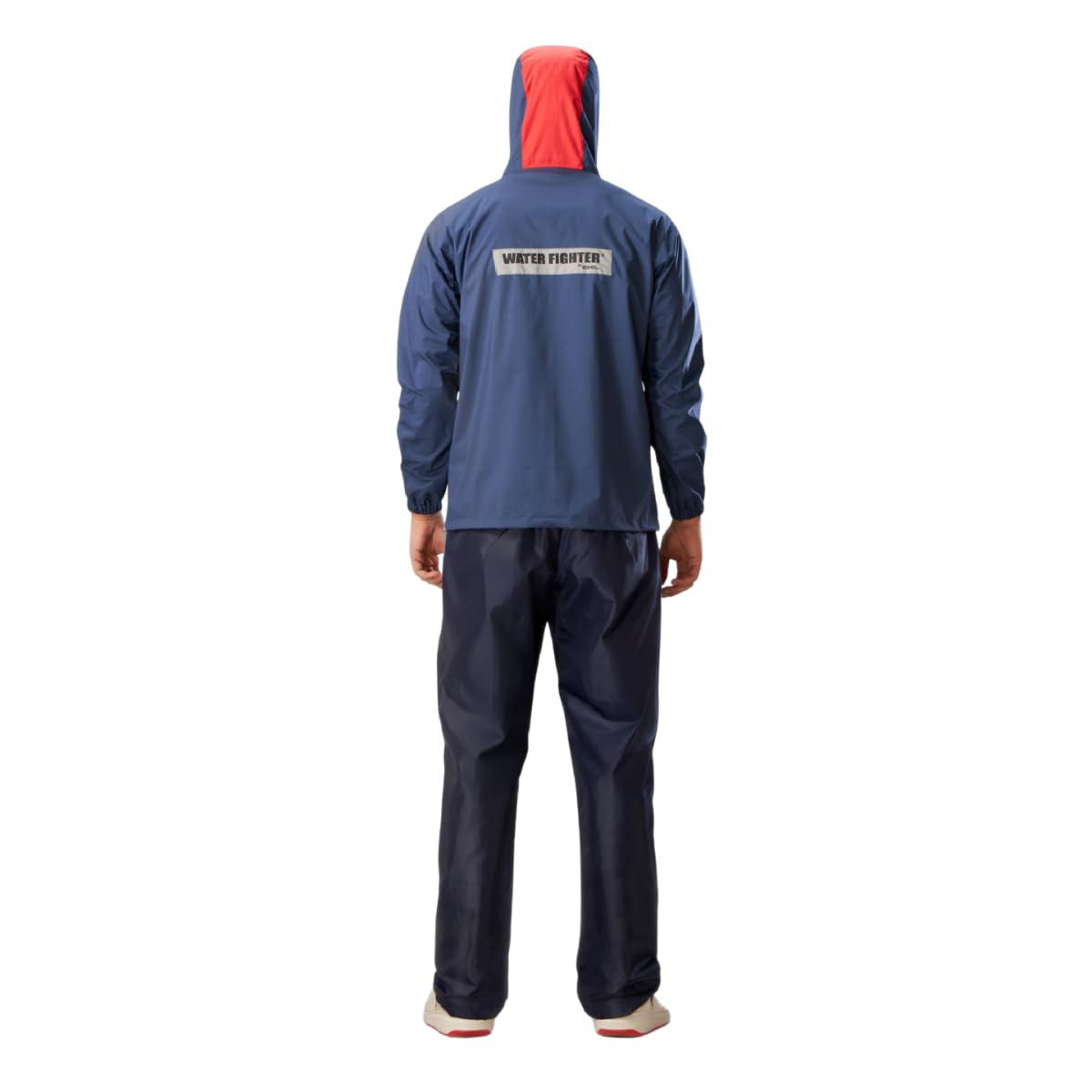 ZEEL Rain Coat for Men Waterproof for Bike Riders with Adjustable Hood and Pocket,Waterproof Raincoat with Polyester Jacket Pant and Carrying Pouch,AZ06 Navy-Red XXL