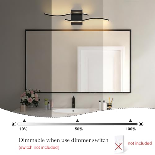 Image of KARTOOSH Hardwired Black Vanity Lights for Bathroom | 1 Pack 23.6 in LED Vanity Light, 3CCT Dimmable, Waterproof Rustproof, Hardwired Wall Mount for Bathroom Mirror Sides