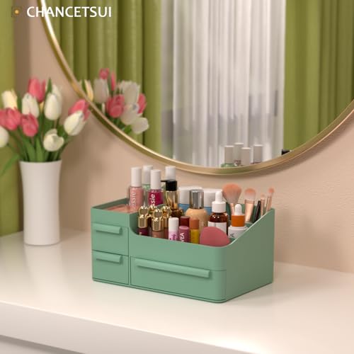 Image of Green Makeup Organizer Countertop for Vanity: Bathroom Counter Storage
