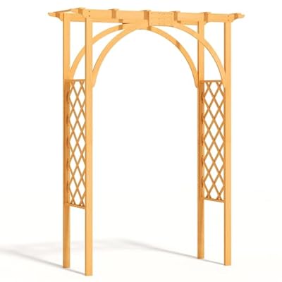 YITAHOME 7.1FT Solid Wood Garden Arch with Trellis for Climbing Plants, Wooden Garden Arbor Plant Stand for Wedding Ceremony Birthdays Parties Proposals, Decor for Indoor Outdoor Backyard