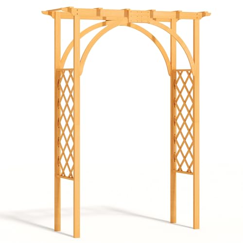 YITAHOME 7.1FT Solid Wood Garden Arch with Trellis for Climbing
