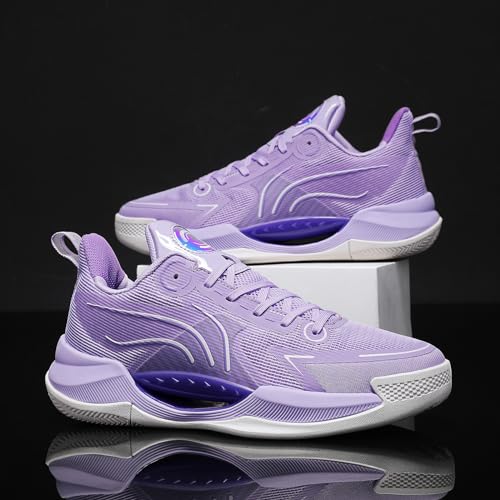 Bacury Women Basketball Shoes Fashion Athletic Sneakers Unisex Outdoor Sport Shoes Lightweight Volleyball Shoes Non Slip Basketball Shoes Purple Size 8 thumb #4