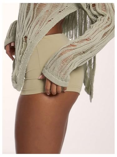 SOLY HUX Women's Distressed Knitted Grunge Sweater Long Sleeve Shirts Y2k Asymmetrical Tops4