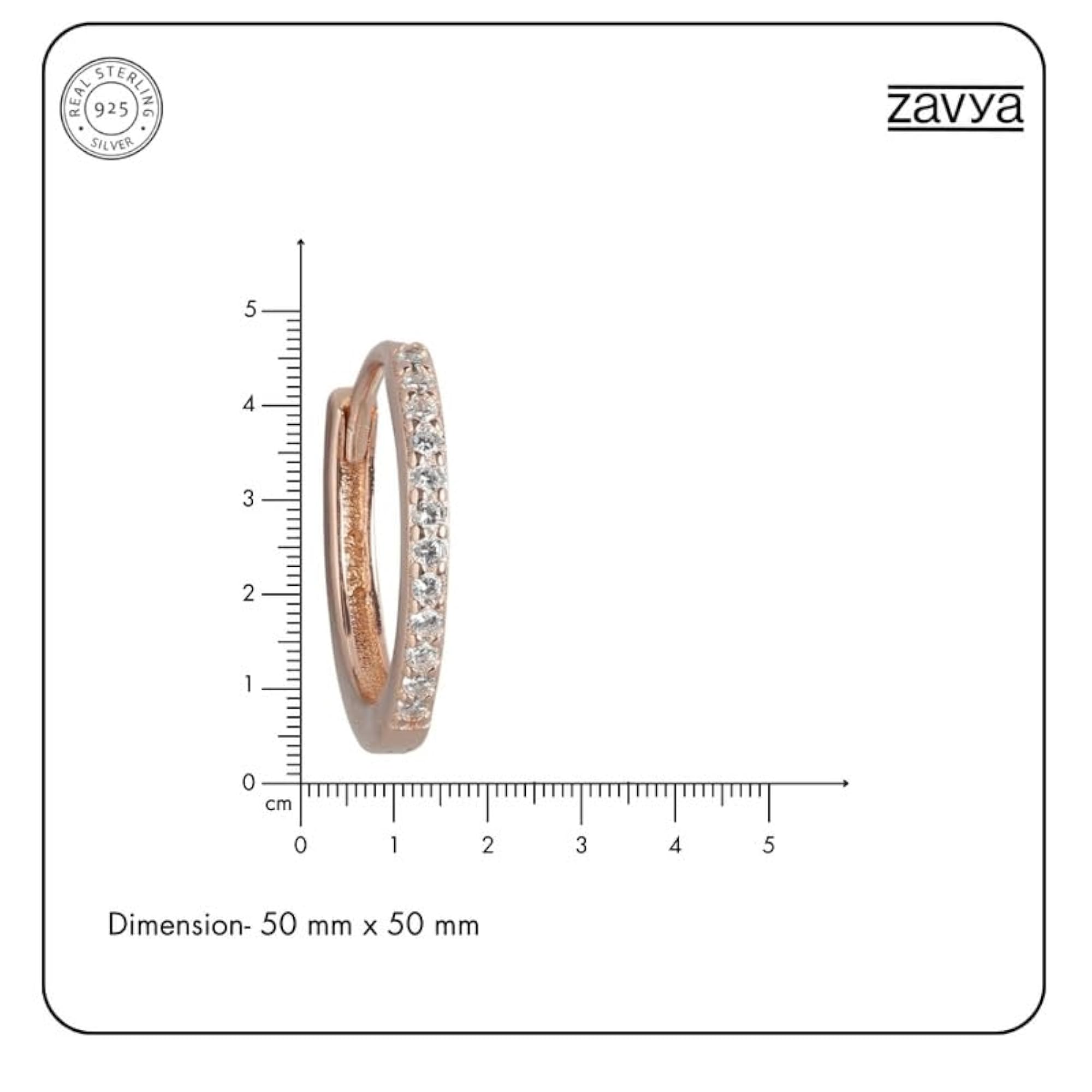 Women's 925 Sterling Silver CZ Minimal Rose Gold Plating Hoop Earrings