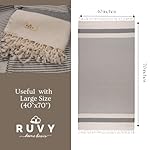 Ruvy Home Basics 2 Pack Turkish Beach Towels – Oversized Quick-Dry Bath Towels (40 x 72 Inches) – 100% Cotton Large Towels for Pool, Yoga, Travel, Camping Essentials, and Bathroom Decor - Light Grey - Image 2
