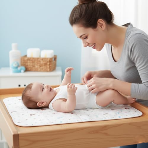 Image of Safe-O-Kid Baby Diaper Changing Mat, 70 x 49 cm Waterproof & Foldable Bed Protector, Soft & Comfortable Changing Pad for Newborns, Travel-Friendly & Easy to Clean - (Pack of 2)