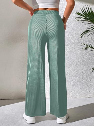 Image of Prenuem Women's High Waist Flared Korean Trousers, Trendy Casual Wear for Daily & Travel Use (Available in Plus Size)