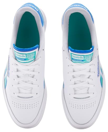 Reebok Unisex Club C Revenge Sneaker, White/Kinetic Blue/Unleashed Green, 9.5 Women/8 Men3