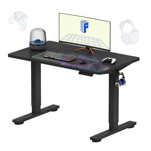 FLEXISPOT EN1 One-Piece Standing Desk, 40 x 24 Inches Small Adjustable Height Desk for Small Space Electric Sit Stand Home Office Table Computer Workstation (Black Frame + Black Desktop)