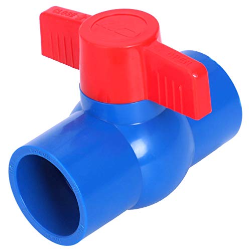 DULALA Válvulas de Deslizamiento Puerto Completo Palanca de la manija roja Válvula de Bola de U-PVC Azul (40 mm x 40 mm)