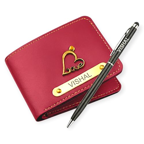 Image of Personalized Leather Wallet for Men with Name & Charm | Vegan Leather Wallet & Passport Cover Holder for Men & Women | Customized Gift for Boys, Husband, Brother