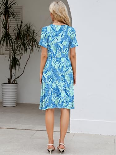 Image of Naggoo Womens Summer Dresses for Women 2026 Spring Floral Sundress Short Sleeve V Neck Wrap Dress with Pockets