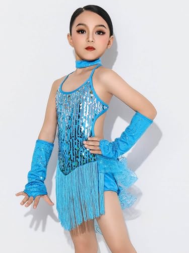 Robe de danse latine fille salsa cha cha jazz avec franges