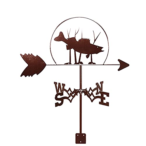 Girouette poisson acier inoxydable indicateur direction vent extérieur avec piquet