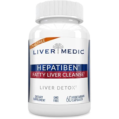 Hepatiben Liver Detox Cleanse, Non-GMO for Regeneration w/Digestive Repair. Natural Liver Supplement w/Herbal Milk Thistle, Silybin, Turmeric, Berberine, L-Glutathione, 60 Vegetarian Caps Cover