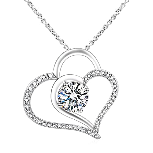 Arskro Love Heart Pendant Necklace For Women, White Gold Plated Cubic Zirconia Birthstone Necklace Cz Valentines Birthday Mother’s Day Anniversary Jewelry Gift For Women Mom Wife Girlfriend Girls #TOP9