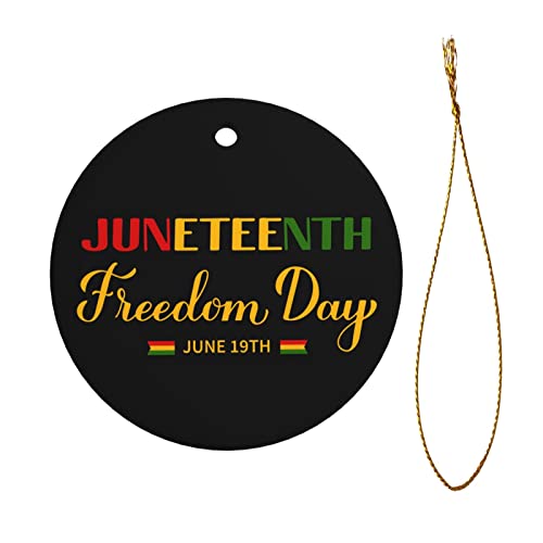Happy Juneteenth Day Freedom 1865 Xmas Ceramic Hanging Ornaments Home Christmas Tree Decorations Double-Sided Printing Round Pendants #TOP1