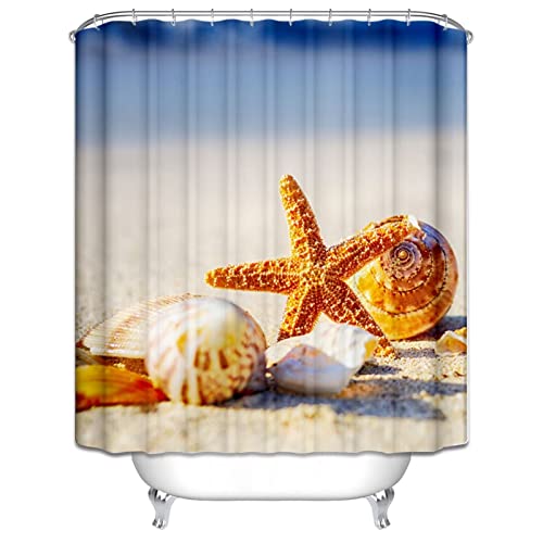 Rideau de douche imperméable polyester 180x200 rideau salle de bain plage KnSam - 3