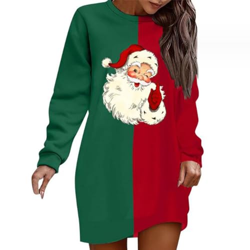 Cuwtheugwg Jumper Dress for Women UK Hooded Long-Length Crewneck Christmas Sweatshirt Black Midi Running Costume Pockets Plus Size Loose Pullover