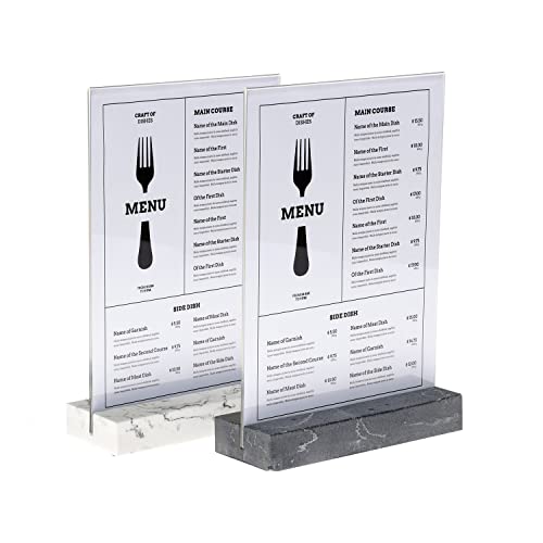 EUROPEL Tischaufsteller Anthrazit Polystone-Basis, glasklarer Acryl, A4, T-Stand, Zweiseitige Präsentation, Poster, Speisekarte, Broschüre, Restaurants, Hotels, Konferenzen