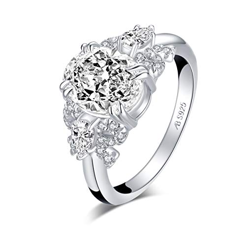 AINUOSHI 3 Carat Cubic Zirconia CZ Sterling Silver Engagement Ring, Solitaire Wedding Ring, Anniversary Ring, Ideal Gift Choice2
