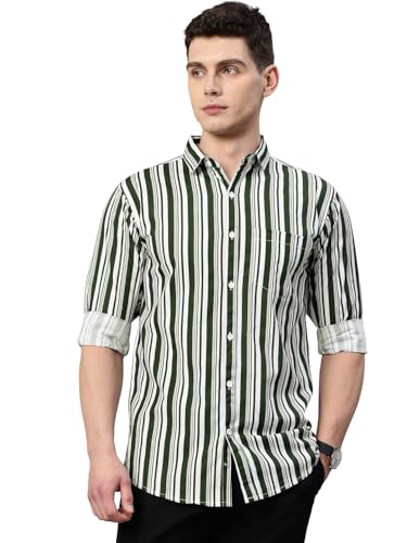 Image of Majestic Man Men's Standard Slim Fit Striped Pure Cotton Casual Shirt